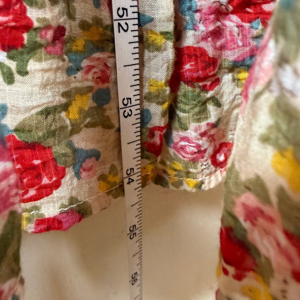 Polagram Floral Smocked Maxi Dress Womens V-Neck Tiered Rose Print Cottagecore - Picture 5 of 7